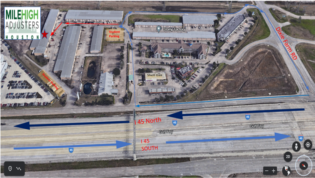 MileHigh Adjusters Houston map to parking lot